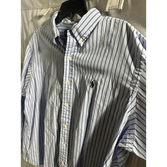 Polo Ralph Lauren Shirt Mens XL Blue Striped Classic Fit Button Down Pony Cotton - Picture 3 of 8